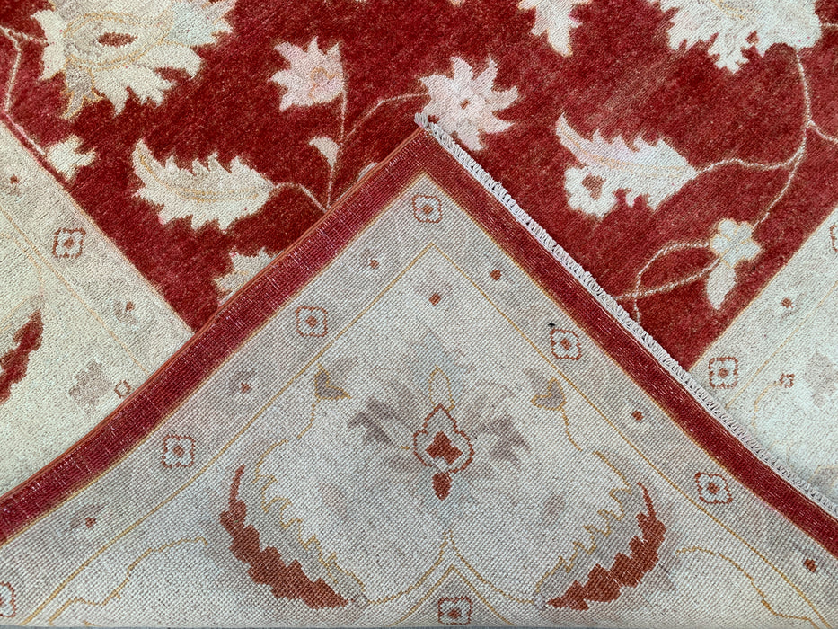 9'11 x 8'1 Hand-Knotted Peshawari Chobi Wool Rug - Red Traditional Floral Area Rug - KBHM-559