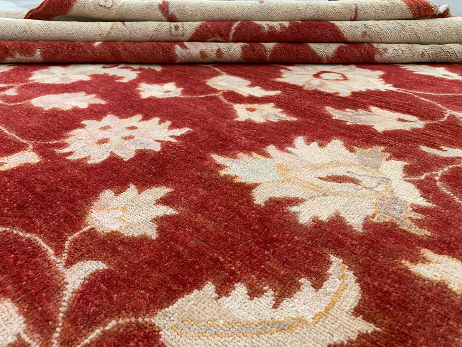 9'11 x 8'1 Hand-Knotted Peshawari Chobi Wool Rug - Red Traditional Floral Area Rug - KBHM-559