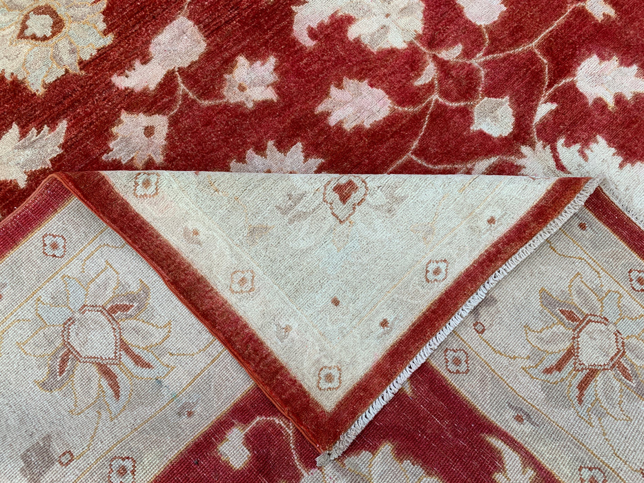 9'11 x 8'1 Hand-Knotted Peshawari Chobi Wool Rug - Red Traditional Floral Area Rug - KBHM-559