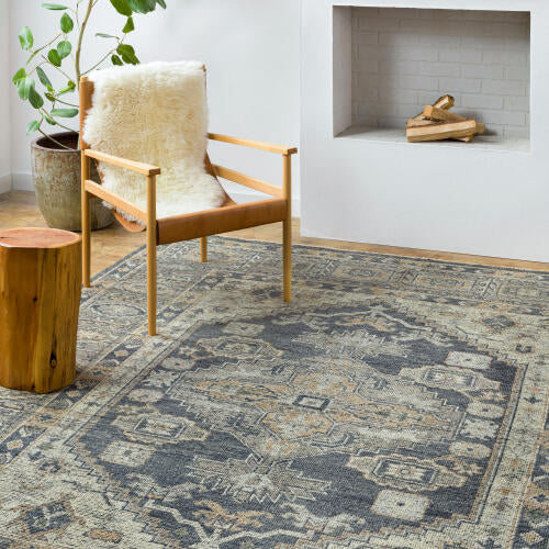 Reign handgemaakt wollen vloerkleed — Marineblauw / Taupe | REG-2309