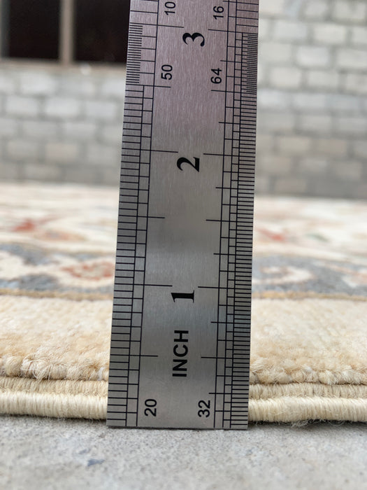 13'7 x 9'11 Handgeknoopt Peshawari Chobi wollen tapijt - Ivoor traditioneel bloemenkleed - KBHM-561