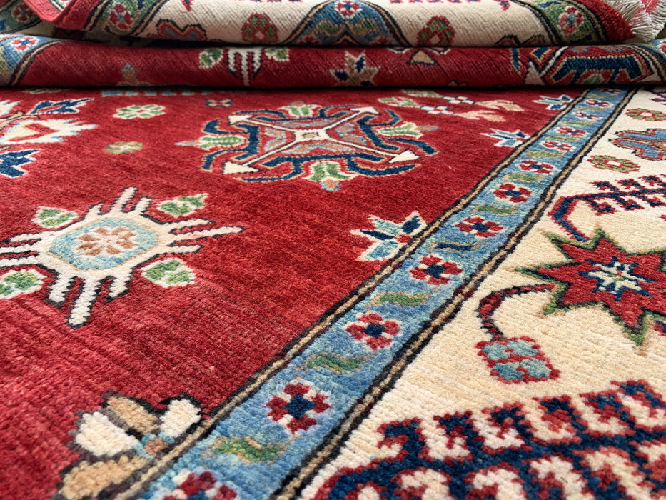 6'9 x 4'10 Hand-Knotted Peshawari Chobi Wool Rug - Red Tribal Traditional Area Rug - KBHM-562