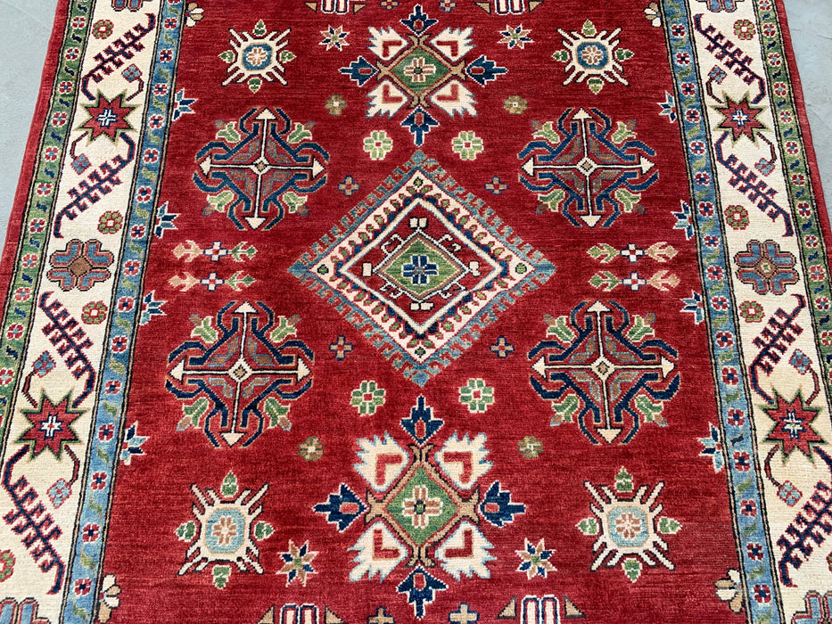 6'9 x 4'10 Hand-Knotted Peshawari Chobi Wool Rug - Red Tribal Traditional Area Rug - KBHM-562