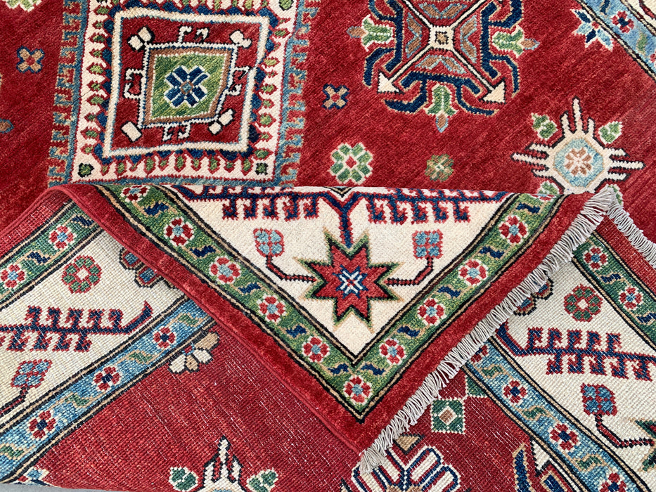 6'9 x 4'10 Hand-Knotted Peshawari Chobi Wool Rug - Red Tribal Traditional Area Rug - KBHM-562