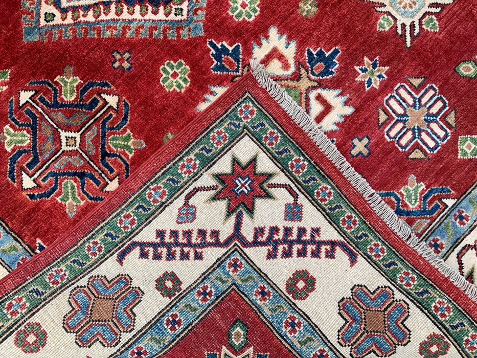 6'9 x 4'10 Hand-Knotted Peshawari Chobi Wool Rug - Red Tribal Traditional Area Rug - KBHM-562
