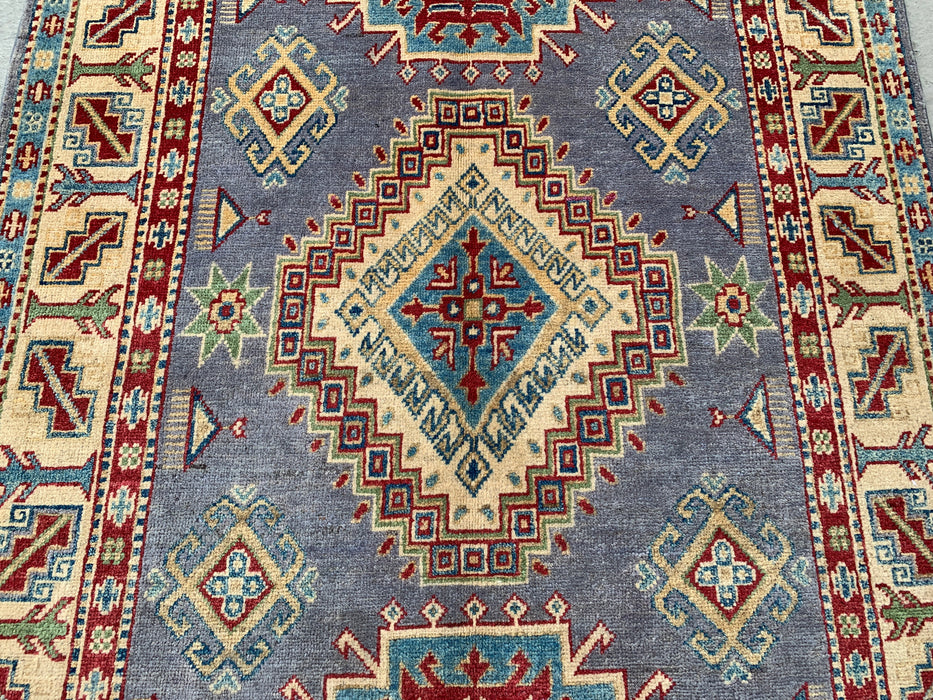 6'7 x 3'11 Hand-Knotted Peshawari Chobi Wool Rug - Purple Tribal Geometric Area Rug - KBHM-563