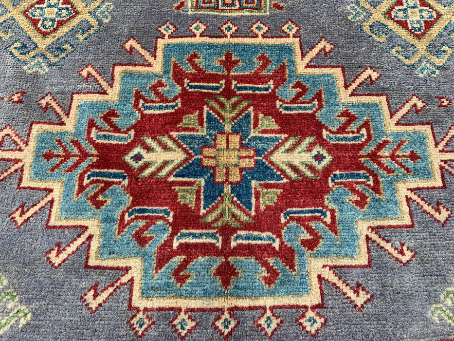 6'7 x 3'11 Hand-Knotted Peshawari Chobi Wool Rug - Purple Tribal Geometric Area Rug - KBHM-563