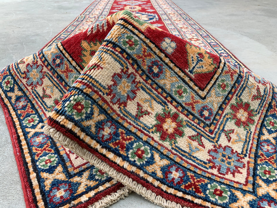 10'1 x 2'8 Hand-Knotted Peshawari Chobi Wool Runner - Red Tribal Geometric Rug - KBHM-564