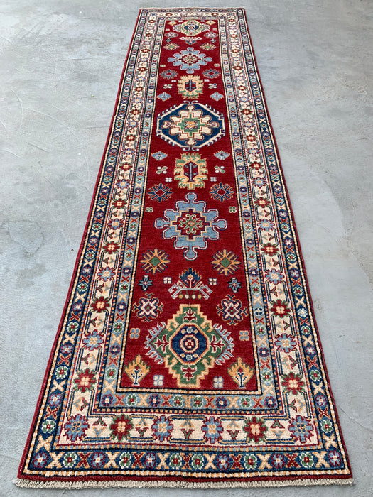 10'1 x 2'8 Hand-Knotted Peshawari Chobi Wool Runner - Red Tribal Geometric Rug - KBHM-564