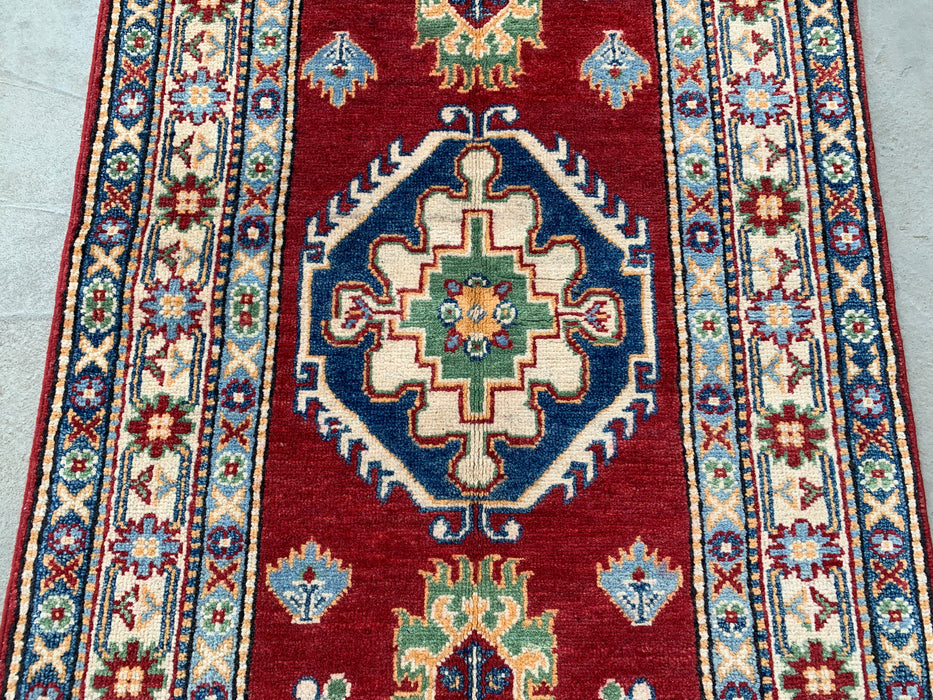 10'1 x 2'8 Hand-Knotted Peshawari Chobi Wool Runner - Red Tribal Geometric Rug - KBHM-564