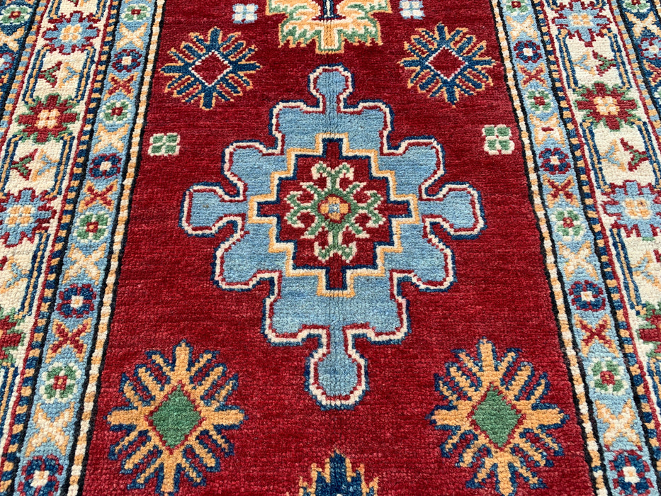 10'1 x 2'8 Hand-Knotted Peshawari Chobi Wool Runner - Red Tribal Geometric Rug - KBHM-564