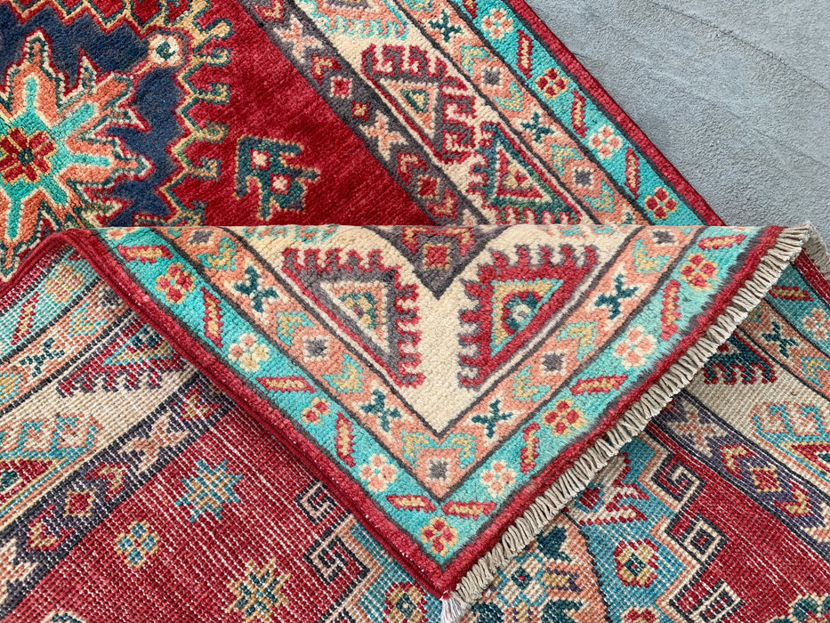 9'9 x 2'6 Hand-Knotted Peshawari Chobi Wool Runner - Red Tribal Geometric Rug - KBHM-566