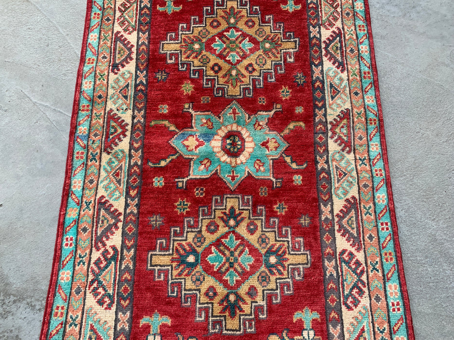 9'9 x 2'6 Hand-Knotted Peshawari Chobi Wool Runner - Red Tribal Geometric Rug - KBHM-566