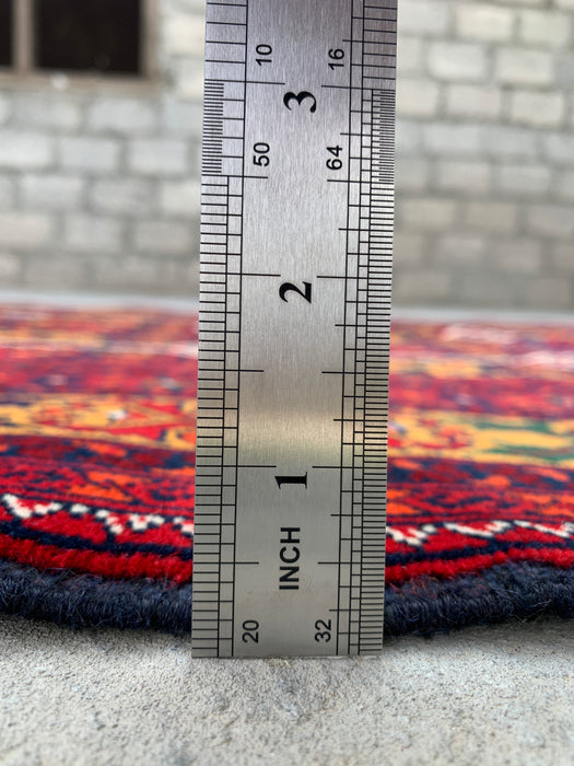 4'7 x 3'3 Hand-Knotted Peshawari Chobi Wool Rug - Red Tribal Geometric Area Rug - KBHM-568