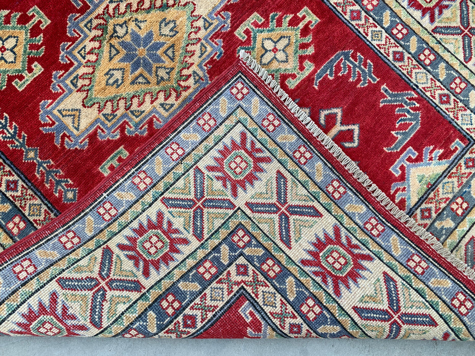 5'8 x 3'11 Hand-Knotted Peshawari Chobi Wool Rug - Red Tribal Geometric Area Rug - KBHM-569