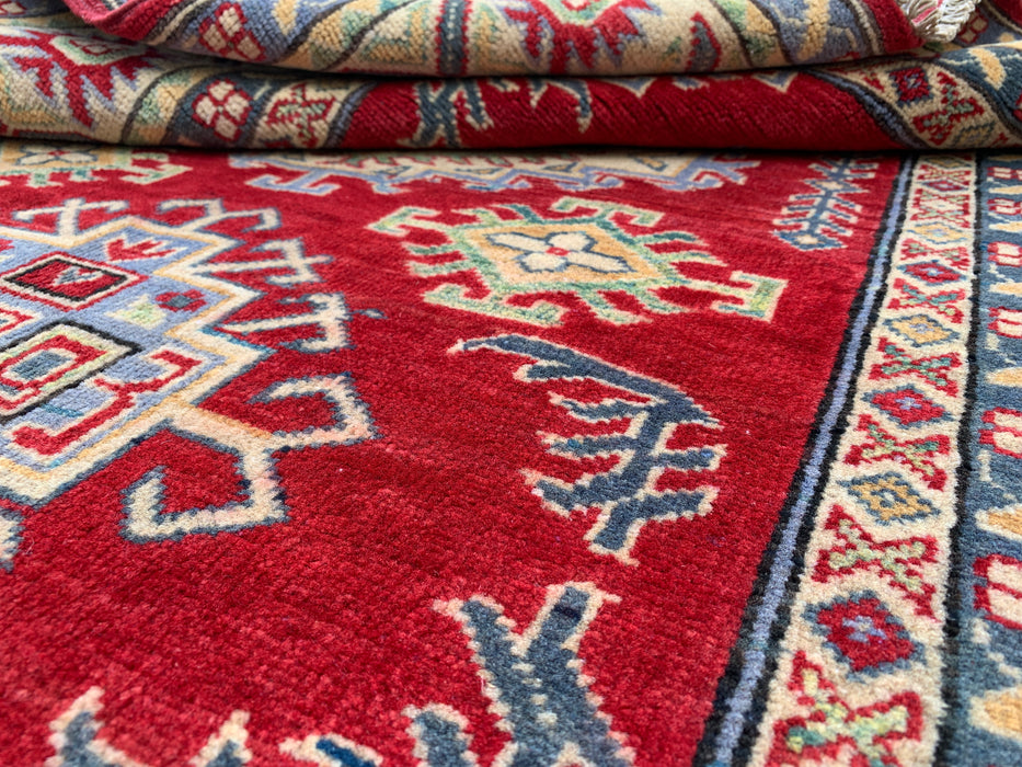 5'8 x 3'11 Hand-Knotted Peshawari Chobi Wool Rug - Red Tribal Geometric Area Rug - KBHM-569