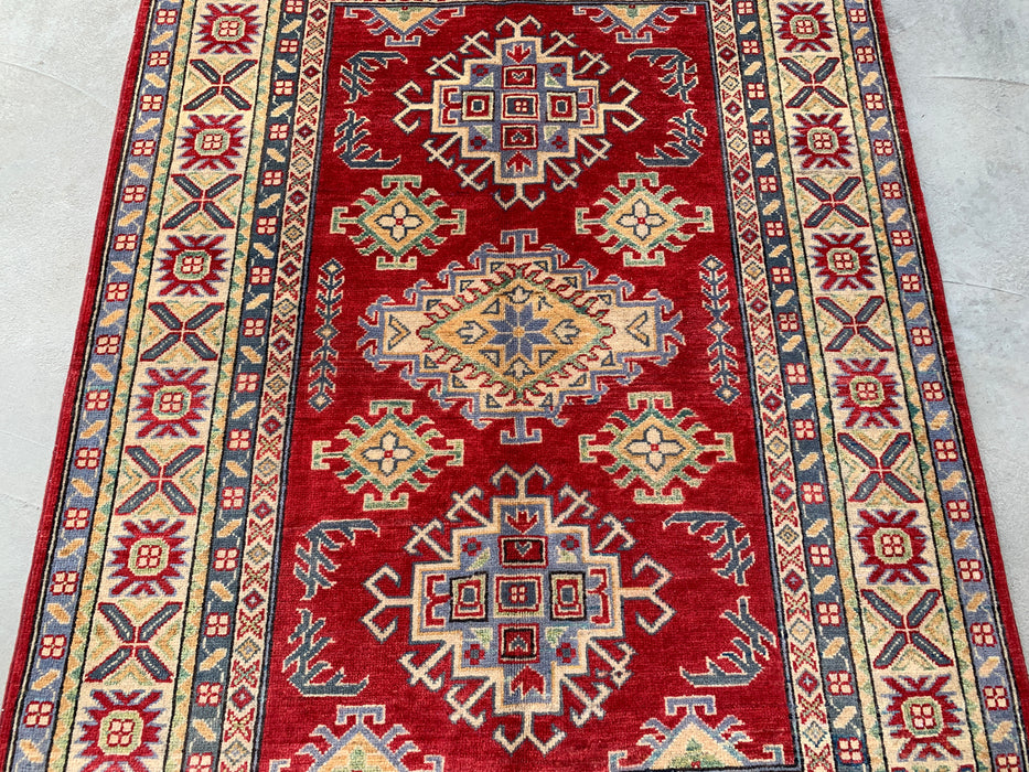 5'8 x 3'11 Hand-Knotted Peshawari Chobi Wool Rug - Red Tribal Geometric Area Rug - KBHM-569