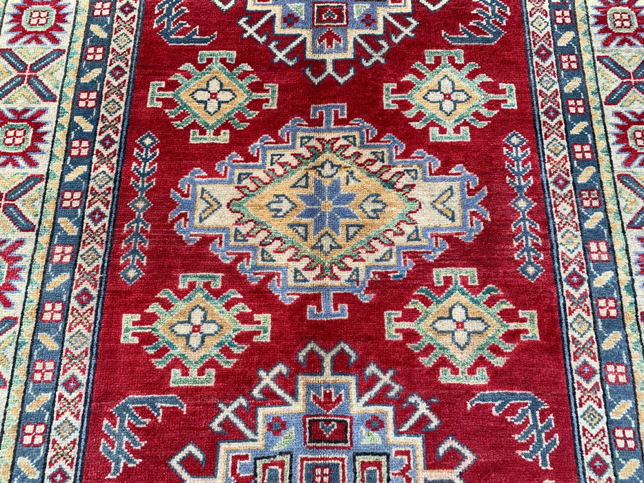 5'8 x 3'11 Hand-Knotted Peshawari Chobi Wool Rug - Red Tribal Geometric Area Rug - KBHM-569