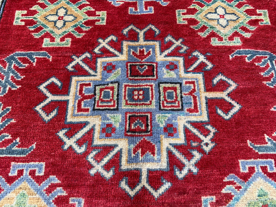 5'8 x 3'11 Hand-Knotted Peshawari Chobi Wool Rug - Red Tribal Geometric Area Rug - KBHM-569