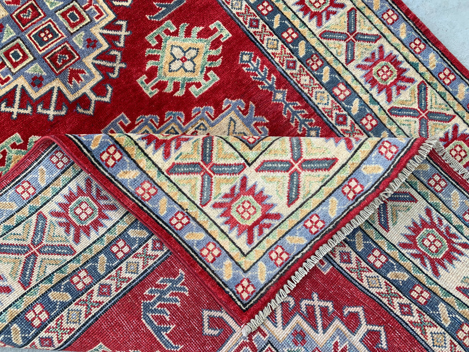 5'8 x 3'11 Hand-Knotted Peshawari Chobi Wool Rug - Red Tribal Geometric Area Rug - KBHM-569