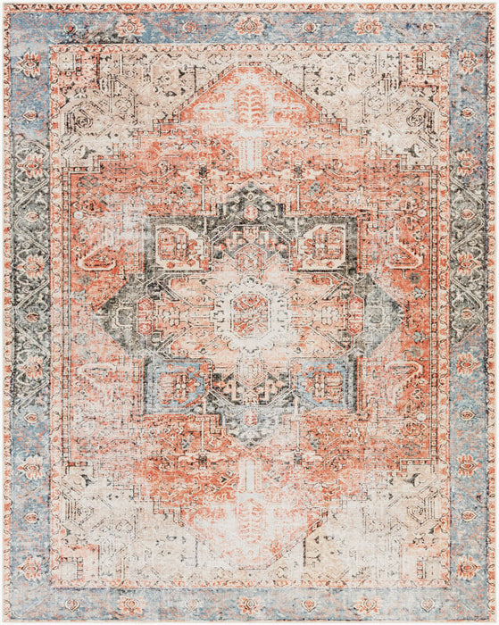 Amelie Machinewasbaar Vloerkleed — Roest / Lichtblauw | AML-2309