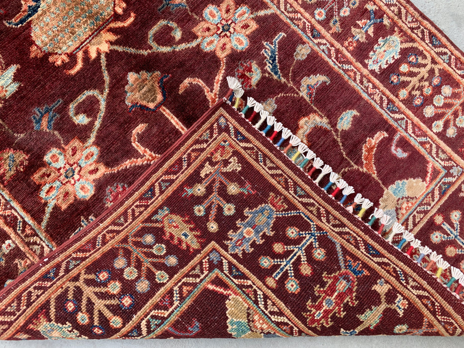 4'11 x 3'4 Hand-Knotted Peshawari Chobi Wool Rug - Burgundy Traditional Floral Area Rug - KBHM-572