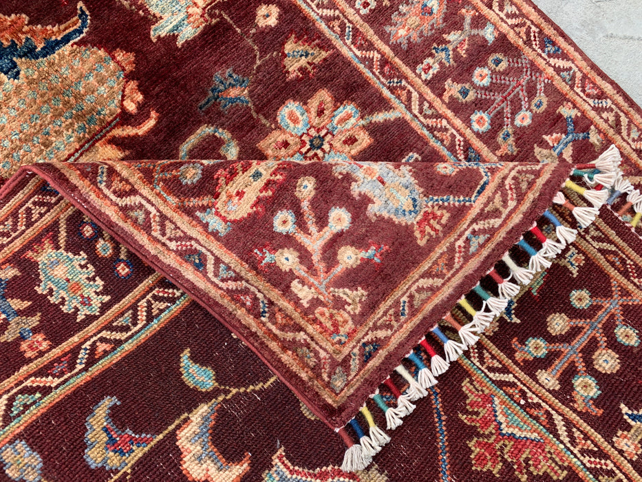 4'11 x 3'4 Hand-Knotted Peshawari Chobi Wool Rug - Burgundy Traditional Floral Area Rug - KBHM-572