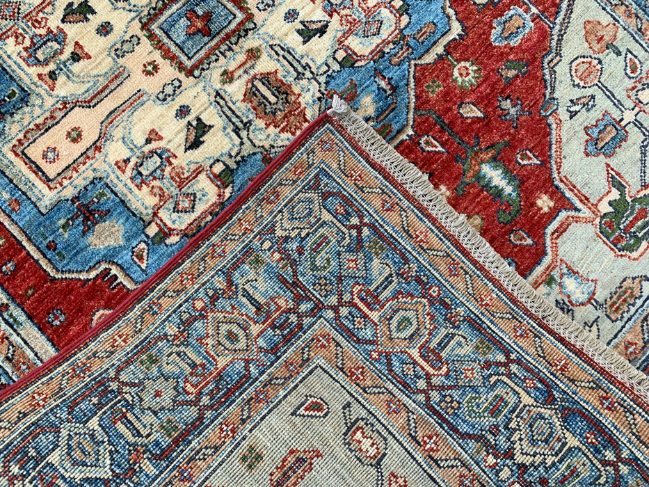 175 x 127 cm handgeknoopt Pesjwari Chobi wollen vloerkleed - Rood traditioneel medaillon karpet - KBHM-573