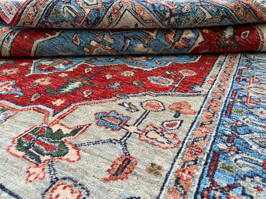 175 x 127 cm handgeknoopt Pesjwari Chobi wollen vloerkleed - Rood traditioneel medaillon karpet - KBHM-573