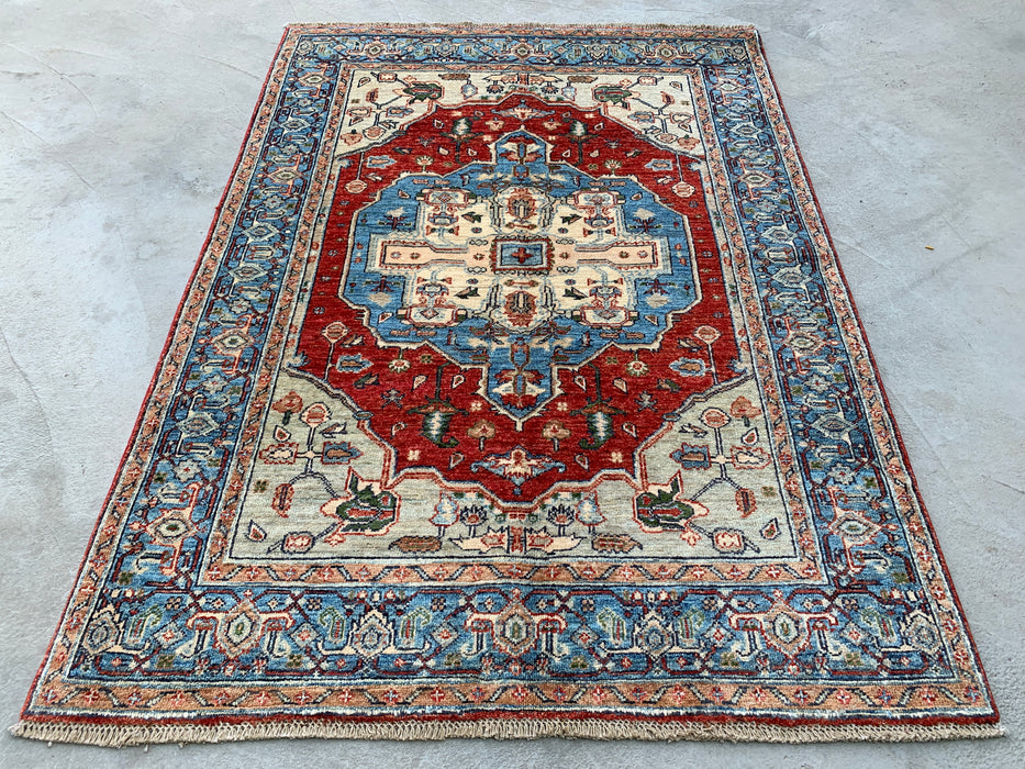 175 x 127 cm handgeknoopt Pesjwari Chobi wollen vloerkleed - Rood traditioneel medaillon karpet - KBHM-573