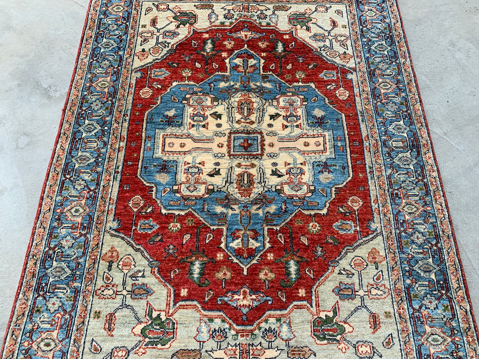175 x 127 cm handgeknoopt Pesjwari Chobi wollen vloerkleed - Rood traditioneel medaillon karpet - KBHM-573