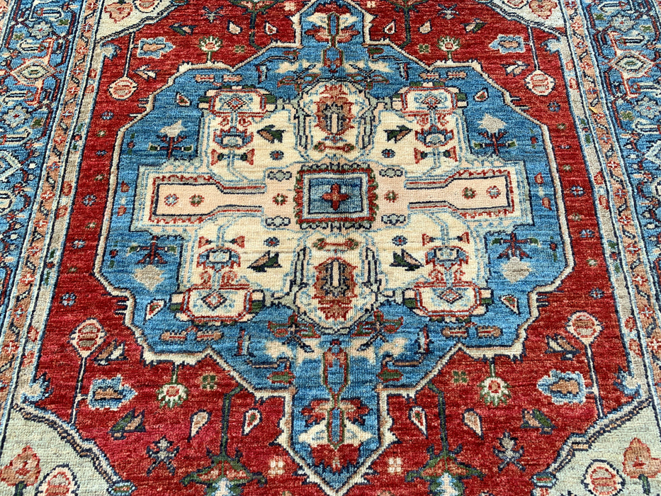 175 x 127 cm handgeknoopt Pesjwari Chobi wollen vloerkleed - Rood traditioneel medaillon karpet - KBHM-573