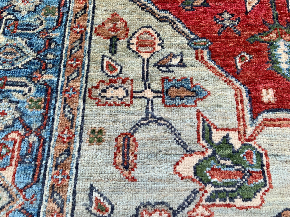175 x 127 cm handgeknoopt Pesjwari Chobi wollen vloerkleed - Rood traditioneel medaillon karpet - KBHM-573