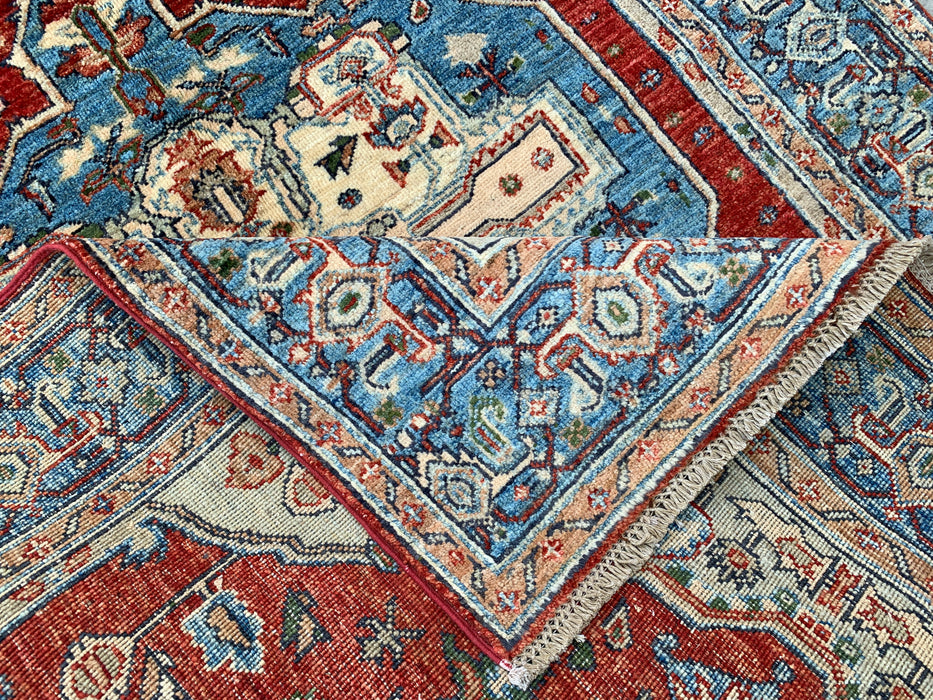 175 x 127 cm handgeknoopt Pesjwari Chobi wollen vloerkleed - Rood traditioneel medaillon karpet - KBHM-573