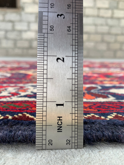 4'11 x 3'2 Hand-Knotted Peshawari Chobi Wool Rug - Red Tribal Geometric Area Rug - KBHM-575