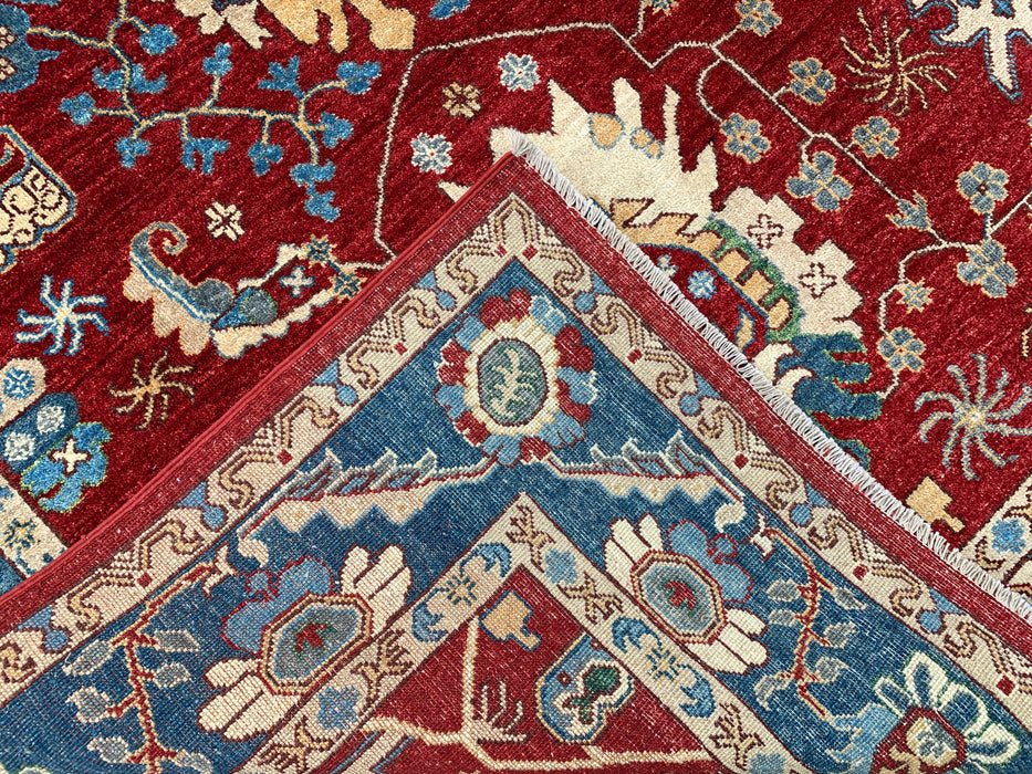 8'2 x 5'6 Hand-Knotted Peshawari Chobi Wool Rug - Red Traditional Medallion Area Rug - KBHM-577