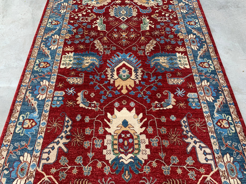 8'2 x 5'6 Hand-Knotted Peshawari Chobi Wool Rug - Red Traditional Medallion Area Rug - KBHM-577