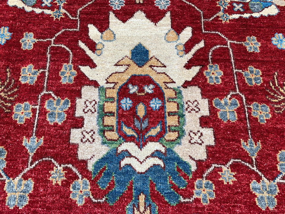 8'2 x 5'6 Hand-Knotted Peshawari Chobi Wool Rug - Red Traditional Medallion Area Rug - KBHM-577