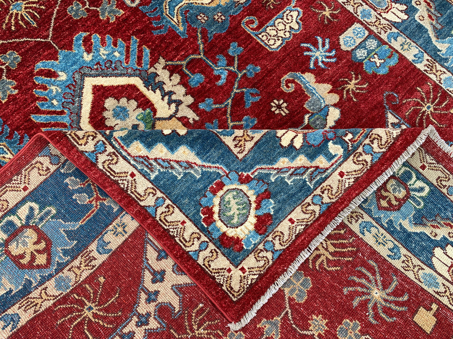 8'2 x 5'6 Hand-Knotted Peshawari Chobi Wool Rug - Red Traditional Medallion Area Rug - KBHM-577