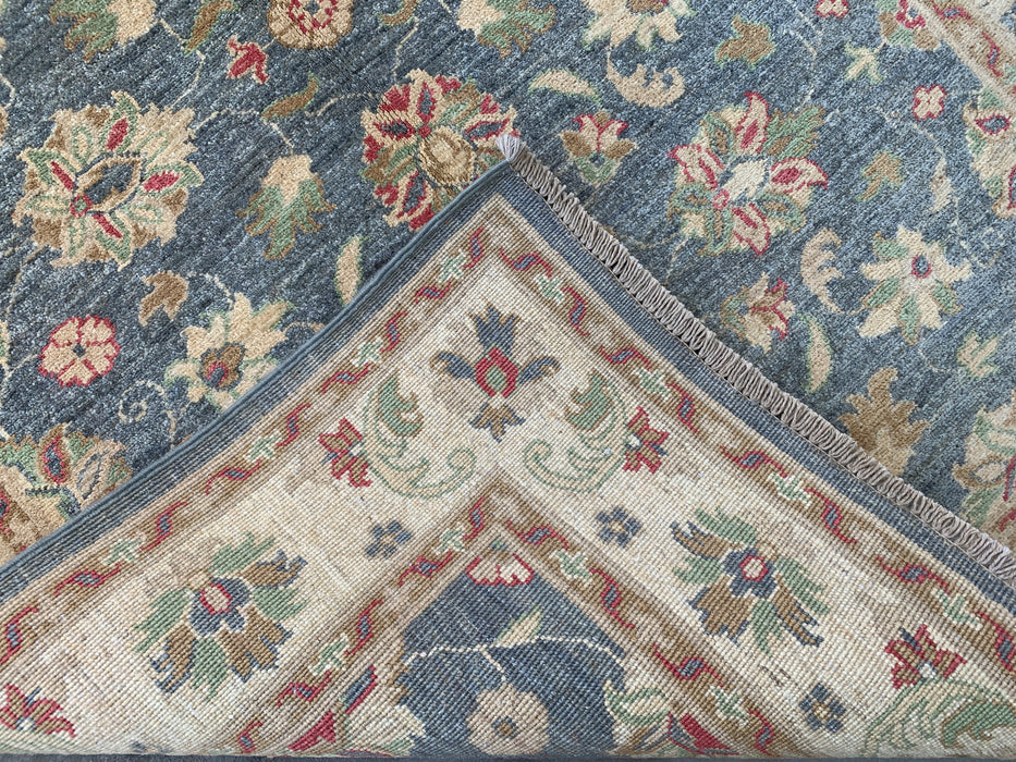 6'1 x 4'2 Hand-Knotted Peshawari Chobi Wool Rug - Blue Gray Traditional Floral Area Rug - KBHM-578