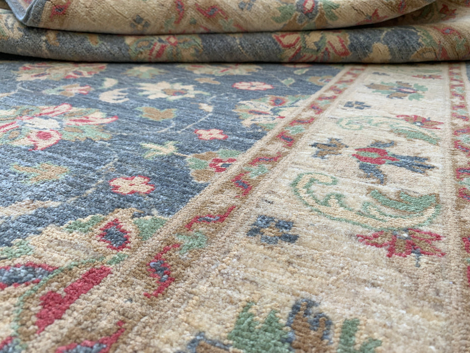 6'1 x 4'2 Hand-Knotted Peshawari Chobi Wool Rug - Blue Gray Traditional Floral Area Rug - KBHM-578