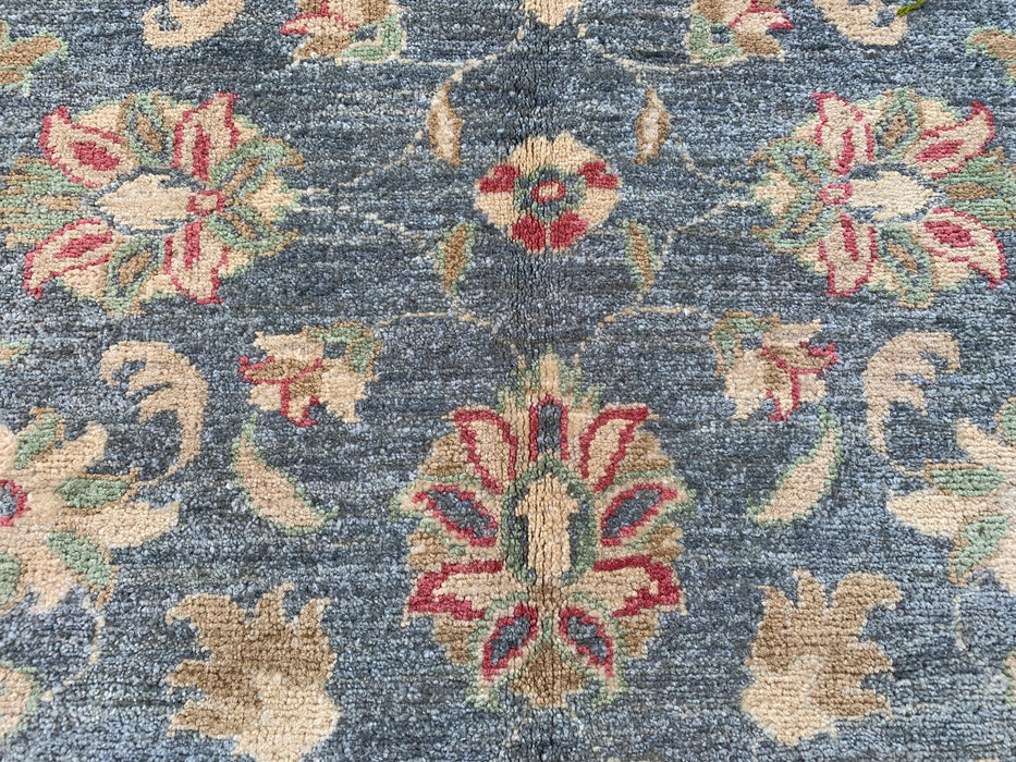6'1 x 4'2 Hand-Knotted Peshawari Chobi Wool Rug - Blue Gray Traditional Floral Area Rug - KBHM-578