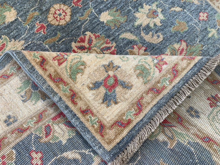 6'1 x 4'2 Hand-Knotted Peshawari Chobi Wool Rug - Blue Gray Traditional Floral Area Rug - KBHM-578
