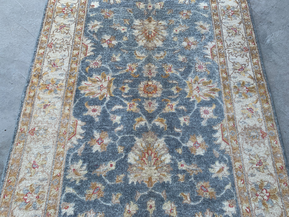 6'0 x 3'11 Hand-Knotted Peshawari Chobi Wool Rug - Blue Gray Traditional Floral Area Rug - KBHM-579