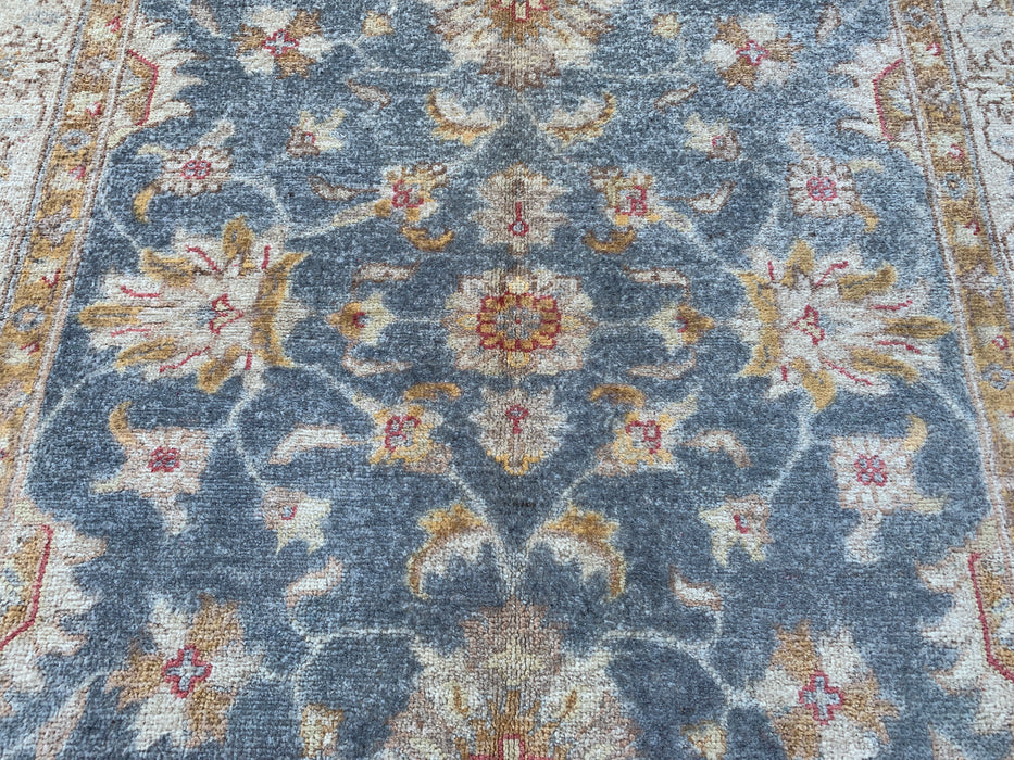 6'0 x 3'11 Hand-Knotted Peshawari Chobi Wool Rug - Blue Gray Traditional Floral Area Rug - KBHM-579