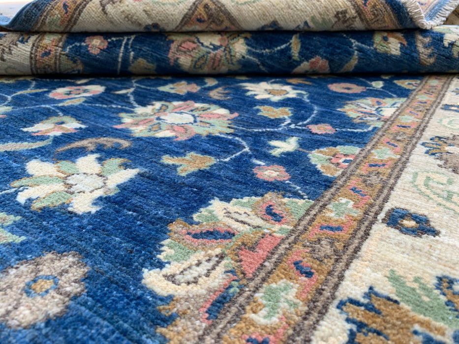 6'0 x 4'0 Hand-Knotted Peshawari Chobi Wool Rug - Blue Traditional Floral Area Rug - KBHM-580