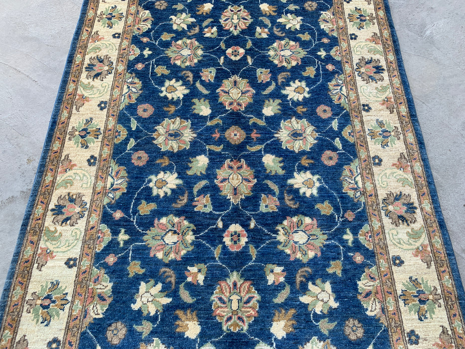 6'0 x 4'0 Hand-Knotted Peshawari Chobi Wool Rug - Blue Traditional Floral Area Rug - KBHM-580