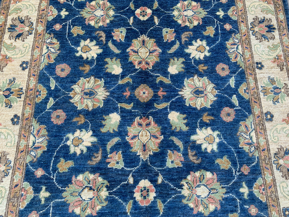 6'0 x 4'0 Hand-Knotted Peshawari Chobi Wool Rug - Blue Traditional Floral Area Rug - KBHM-580