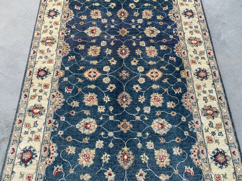 5'11 x 4'0 handgeknoopt Pesjawar Chobi wollen vloerkleed - Blauw traditioneel bloemrijk karpet - KBHM-582