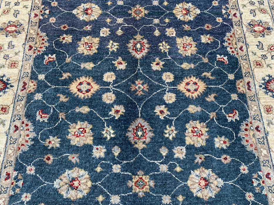 5'11 x 4'0 handgeknoopt Pesjawar Chobi wollen vloerkleed - Blauw traditioneel bloemrijk karpet - KBHM-582